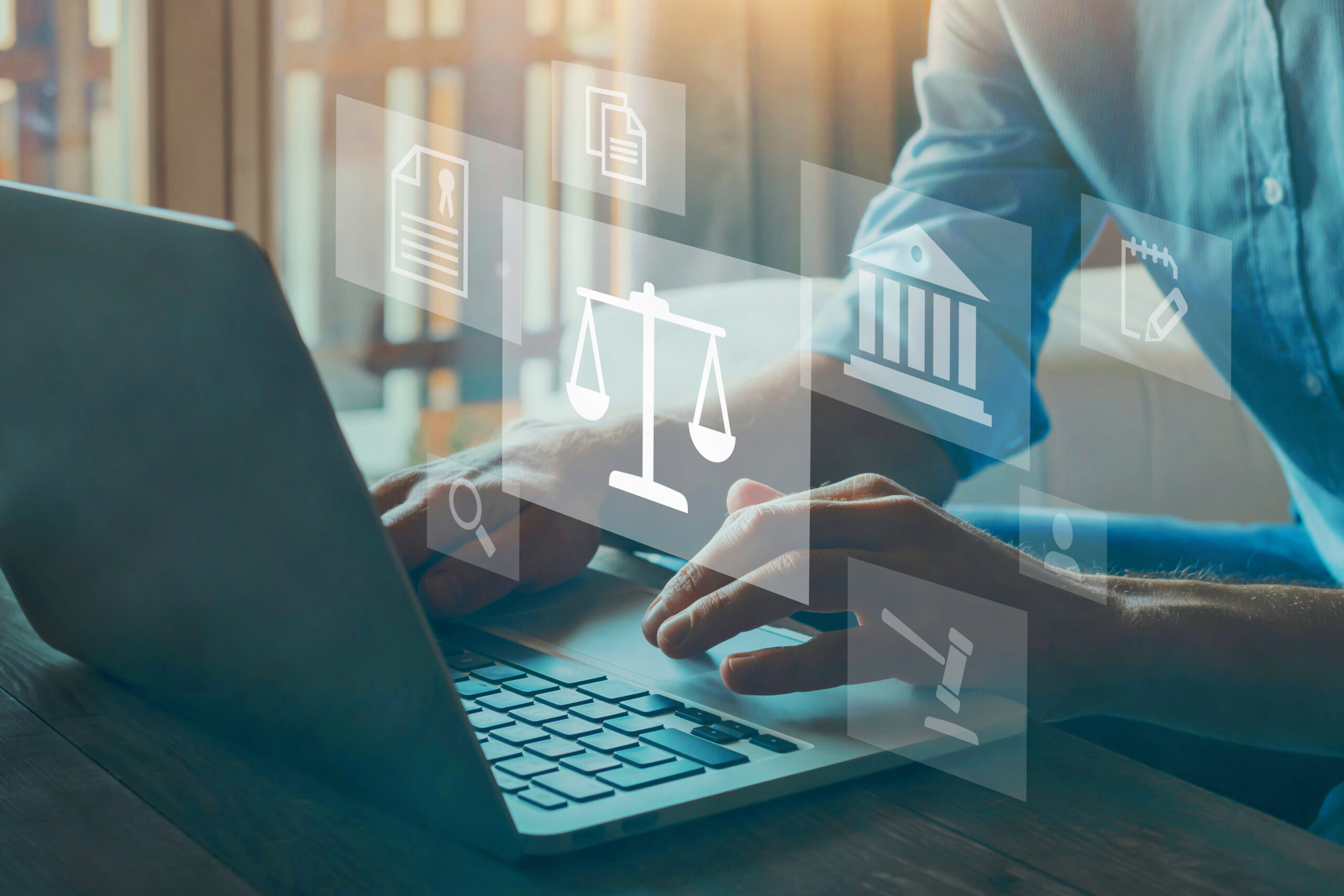 Legal advice online, labor law concept, layer or notary working